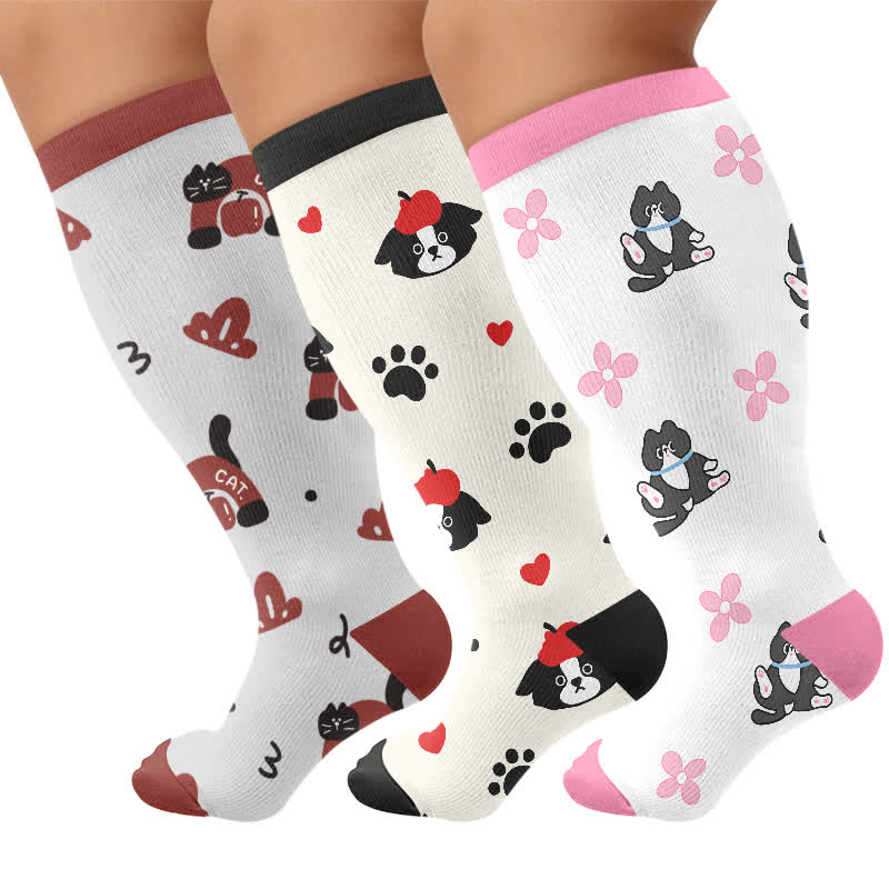 Plusock Plus Size Kitty Bloom Compression Socks - image 4