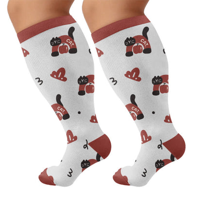Plusock Plus Size Kitty Bloom Compression Socks - Grey - 4XL - image 10