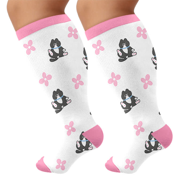 Plusock Plus Size Kitty Bloom Compression Socks - Pink - 4XL - image 8