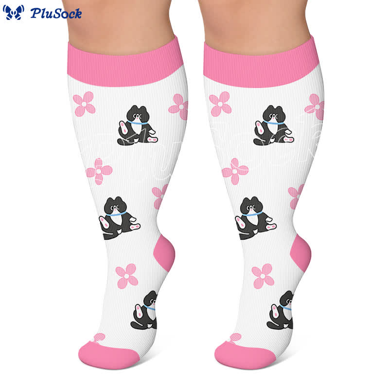 Plusock Plus Size Kitty Bloom Compression Socks - image 5