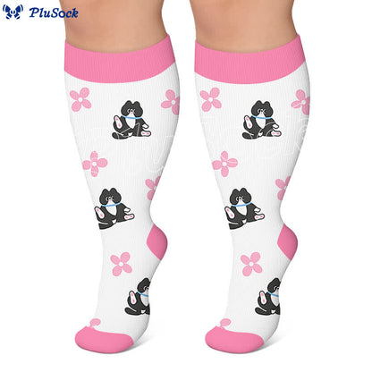 Plusock Plus Size Kitty Bloom Compression Socks - image 5