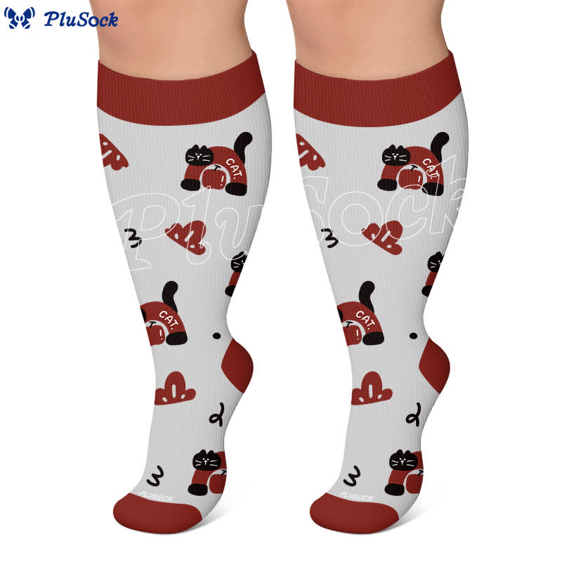 Plusock Plus Size Kitty Bloom Compression Socks - image 6
