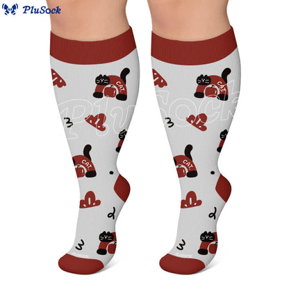 Plusock Plus Size Kitty Bloom Compression Socks - image 6