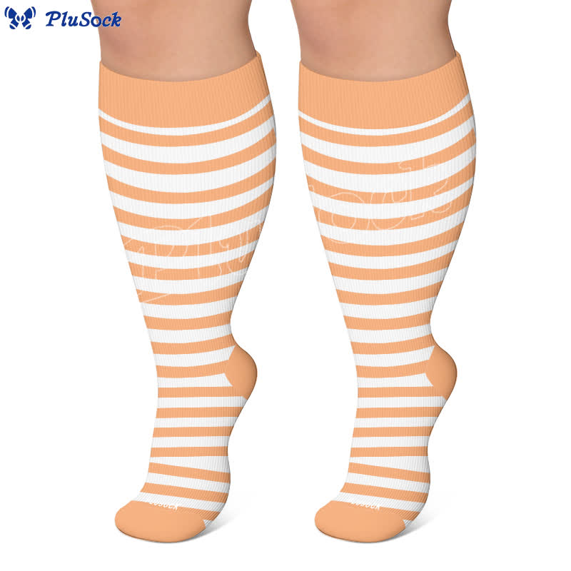 Plusock Plus Size Retro Tricolor Stripes Compression Socks - image 4
