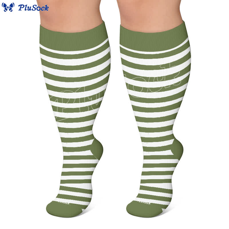 Plusock Plus Size Retro Tricolor Stripes Compression Socks - image 6