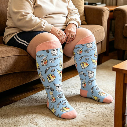 Plusock Plus Size Cat Parrot Compression Socks - image 2