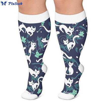 Plusock Plus Size Cat Parrot Compression Socks - image 4