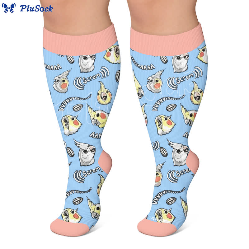 Plusock Plus Size Cat Parrot Compression Socks - image 5