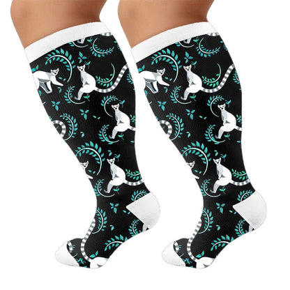Plusock Plus Size Cat Parrot Compression Socks - Black(1 Pair) - 4XL - image 10