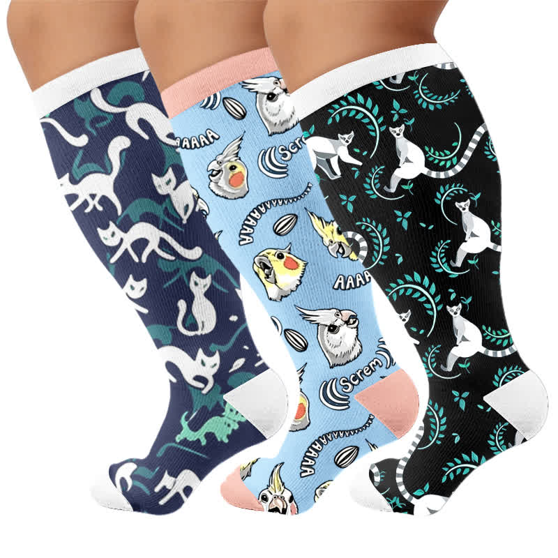 Plusock Plus Size Cat Parrot Compression Socks - image 7