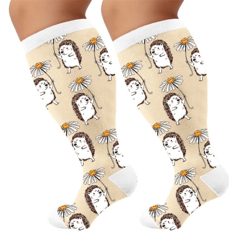 Plusock Plus Size Hedgehog Compression Socks - Apricot(1 Pair) - 4XL - image 8