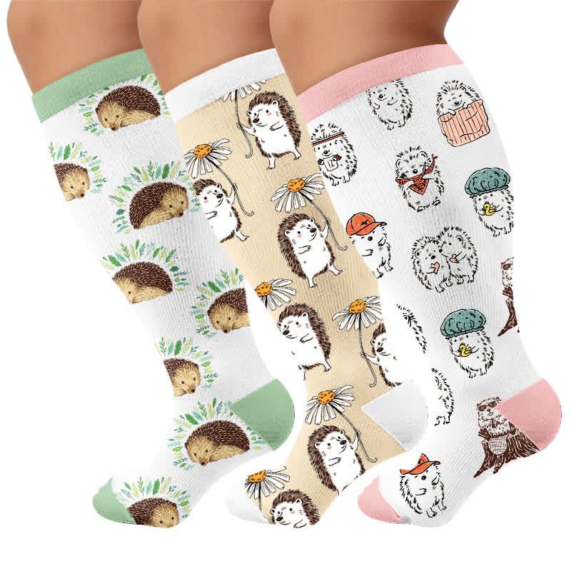 Plusock Plus Size Hedgehog Compression Socks - Multicolor(3 Pairs) - 4XL - image 6