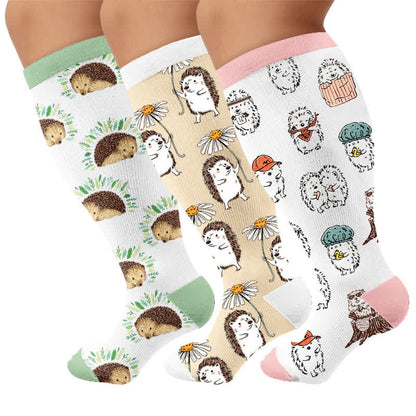 Plusock Plus Size Hedgehog Compression Socks - Multicolor(3 Pairs) - 4XL - image 6