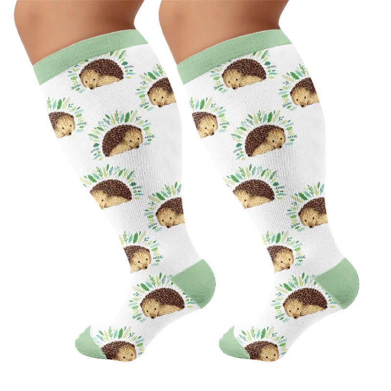 Plusock Plus Size Hedgehog Compression Socks - Green(1 Pair) - 4XL - image 7