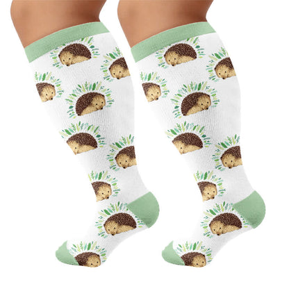 Plusock Plus Size Hedgehog Compression Socks - Green(1 Pair) - 4XL - image 7