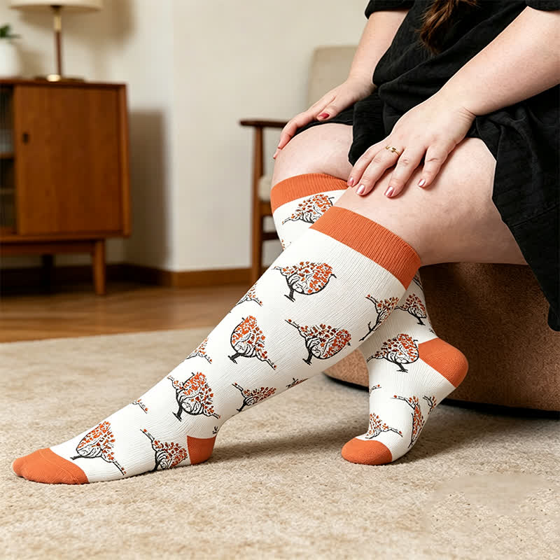 Plusock Plus Size Penguin Compression Socks - Orange(1 Pair) - 4XL - image 3
