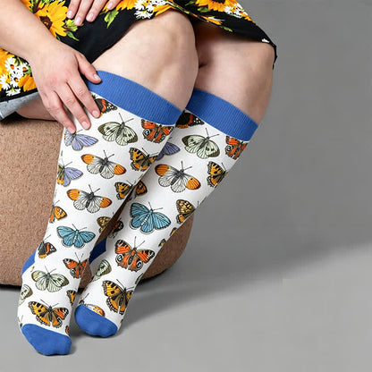 Plusock Plus Size Tulip Bloom Compression Socks - White(1 Pair) - 4XL - image 3