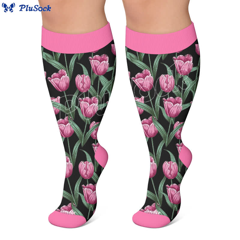 Plusock Plus Size Tulip Bloom Compression Socks - image 4