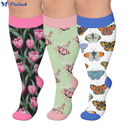 Plusock Plus Size Tulip Bloom Compression Socks - image 0