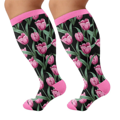 Plusock Plus Size Tulip Bloom Compression Socks - image 8