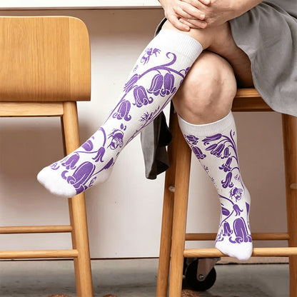Plusock Plus Size Floral Bee Compression Socks - White(1 Pair) - 4XL - image 2