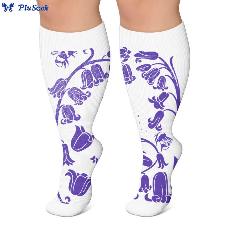 Plusock Plus Size Floral Bee Compression Socks - image 6