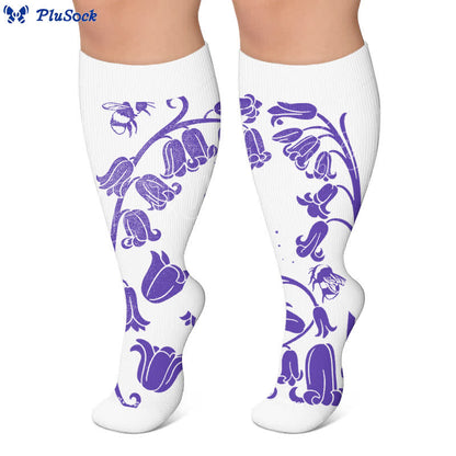 Plusock Plus Size Floral Bee Compression Socks - image 6