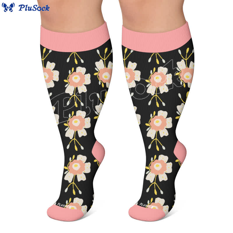 Plusock Plus Size Floral Bee Compression Socks - image 7