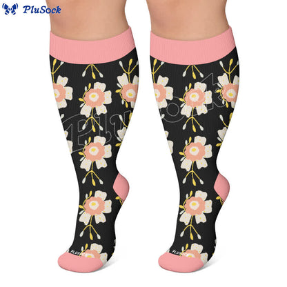 Plusock Plus Size Floral Bee Compression Socks - image 7