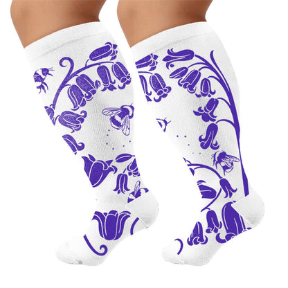Plusock Plus Size Floral Bee Compression Socks - image 9