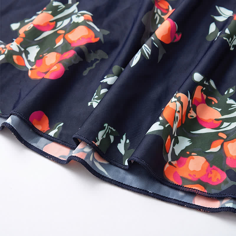 Plusock Leopard Flower Print Empire Waist Swim Dress - image 9