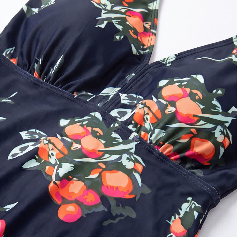 Plusock Leopard Flower Print Empire Waist Swim Dress - image 8