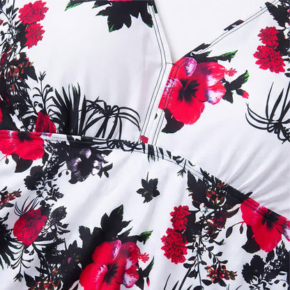 Plusock Flower Polka Dot Print V Neck Swim Dress - image 6