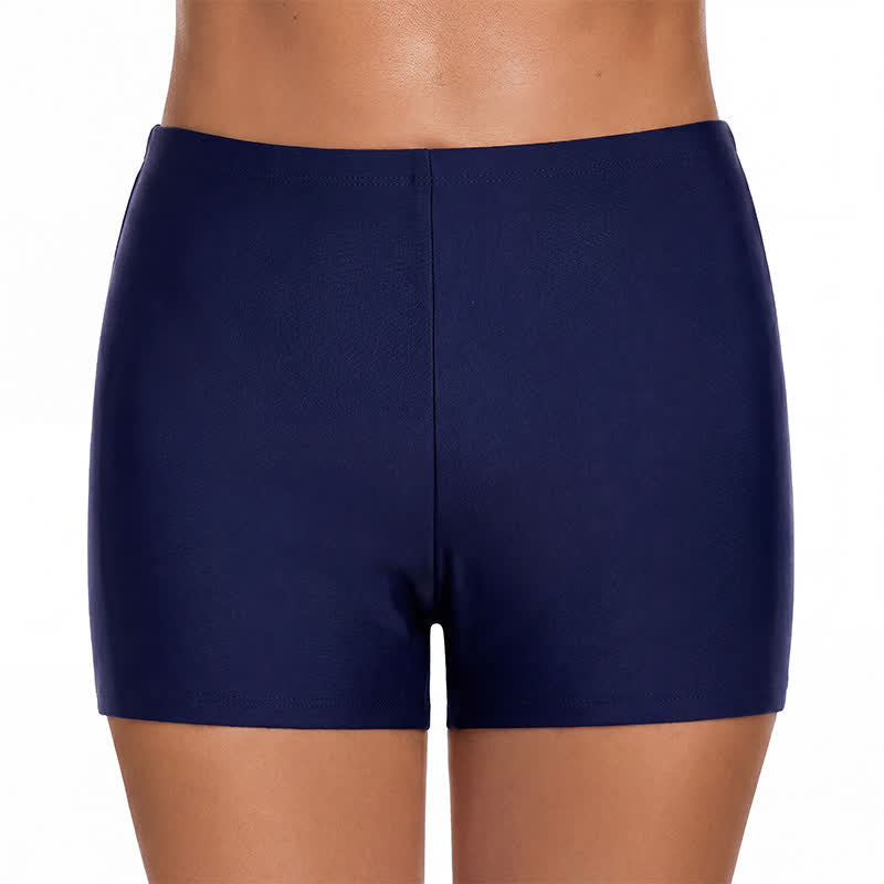 Plusock High Waisted Sleek Fit Boyshort Swim Short - Navy Blue-A - 4XL - image 0