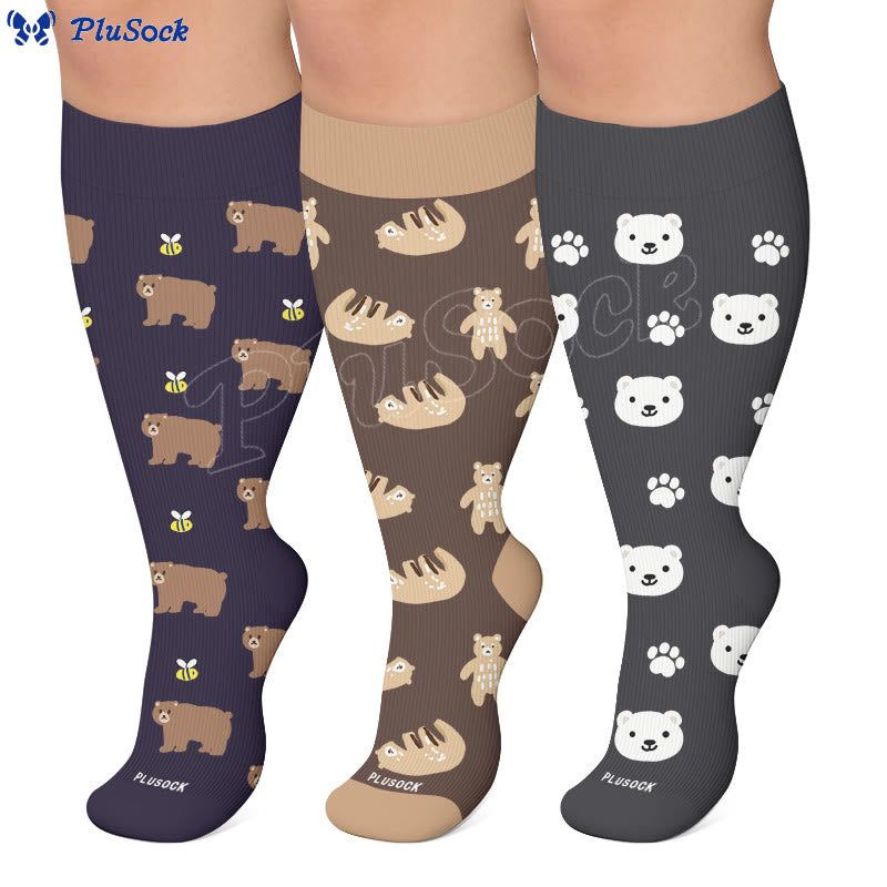 Plusock Plus Size Cute Bear Compression Socks - image 0