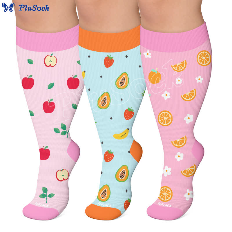 Plusock Plus Size Fruit Print Compression Socks - image 0
