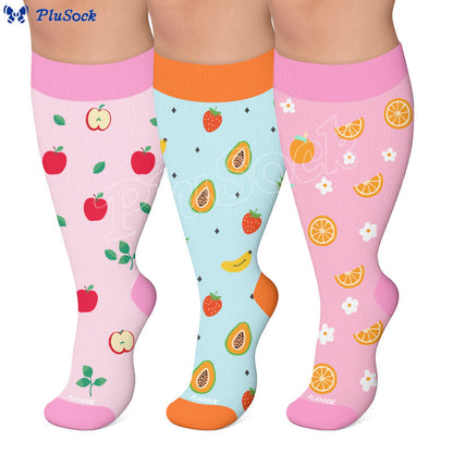 Plusock Plus Size Fruit Print Compression Socks - image 0