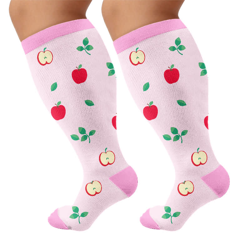 Plusock Plus Size Fruit Print Compression Socks - Light Pink - 4XL - image 8
