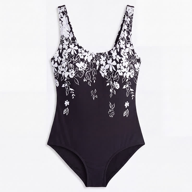 Plusock Tropical Flower Leaf Scoop Neck One-Piece Swimsuit - image 9