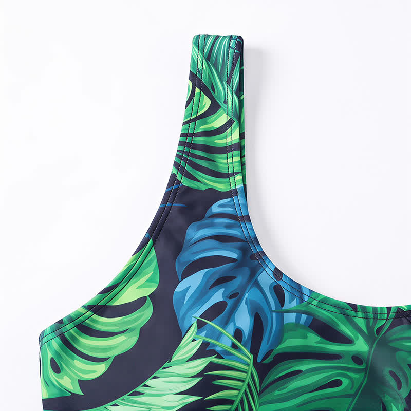 Plusock Tropical Flower Leaf Scoop Neck One-Piece Swimsuit - image 5