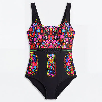 Plusock Tropical Flower Leaf Scoop Neck One-Piece Swimsuit - image 12