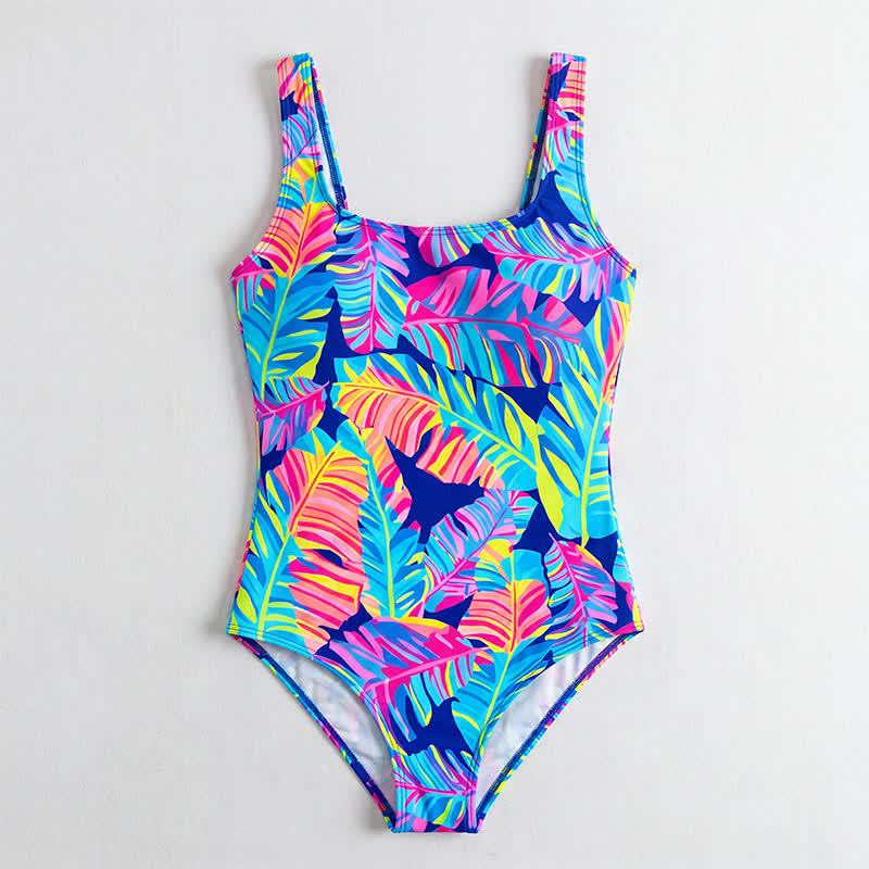 Plusock Tropical Flower Leaf Scoop Neck One-Piece Swimsuit - image 10