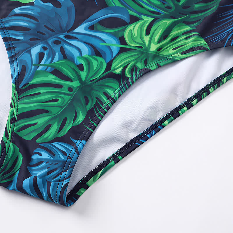 Plusock Tropical Flower Leaf Scoop Neck One-Piece Swimsuit - image 7