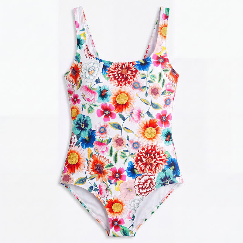Plusock Multi Flower Tiger Rabbit Print Wide Strap One-Piece Swimsuit - image 10