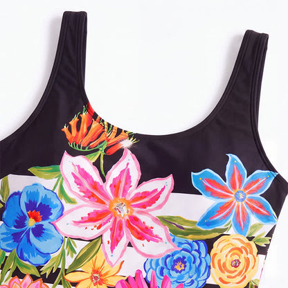 Plusock Multi Flower Tiger Rabbit Print Wide Strap One-Piece Swimsuit - image 7