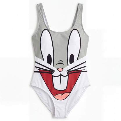 Plusock Multi Flower Tiger Rabbit Print Wide Strap One-Piece Swimsuit - image 15