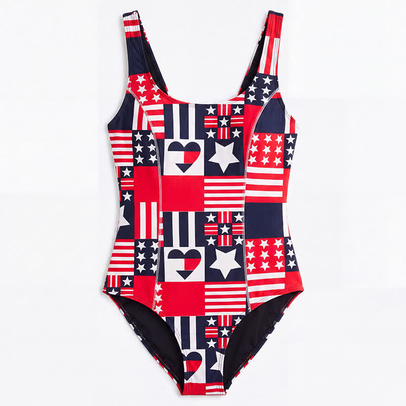 Plusock Multi Flower Tiger Rabbit Print Wide Strap One-Piece Swimsuit - image 14