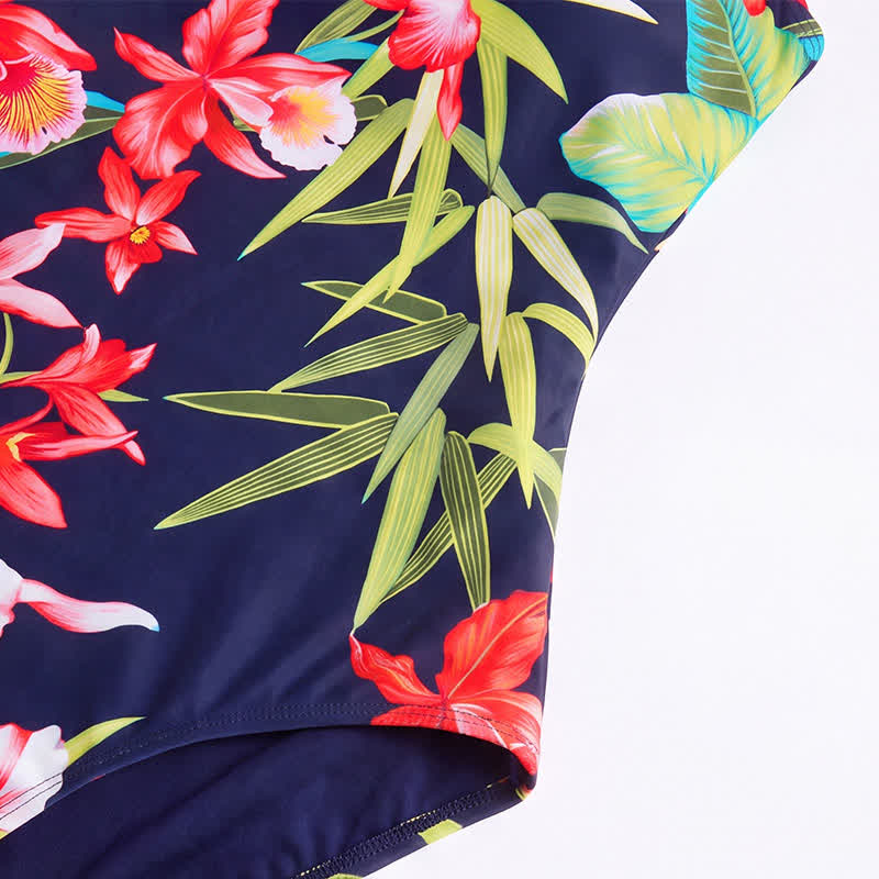 Plusock Tropical Leopard Flower Cat Print One-Piece Swimsuit - image 12