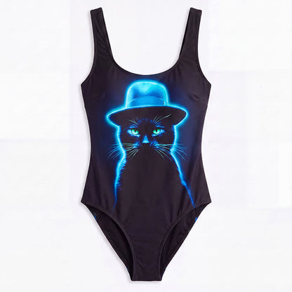 Plusock Tropical Leopard Flower Cat Print One-Piece Swimsuit - image 19