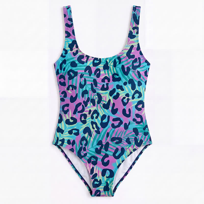 Plusock Tropical Leopard Flower Cat Print One-Piece Swimsuit - image 23